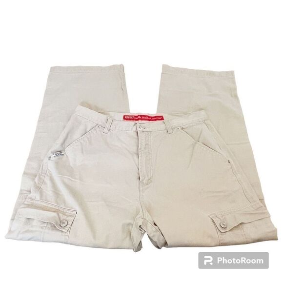 Revolt Khaki Wide Leg Cargo Pants Size 16 - Picture 1 of 6
